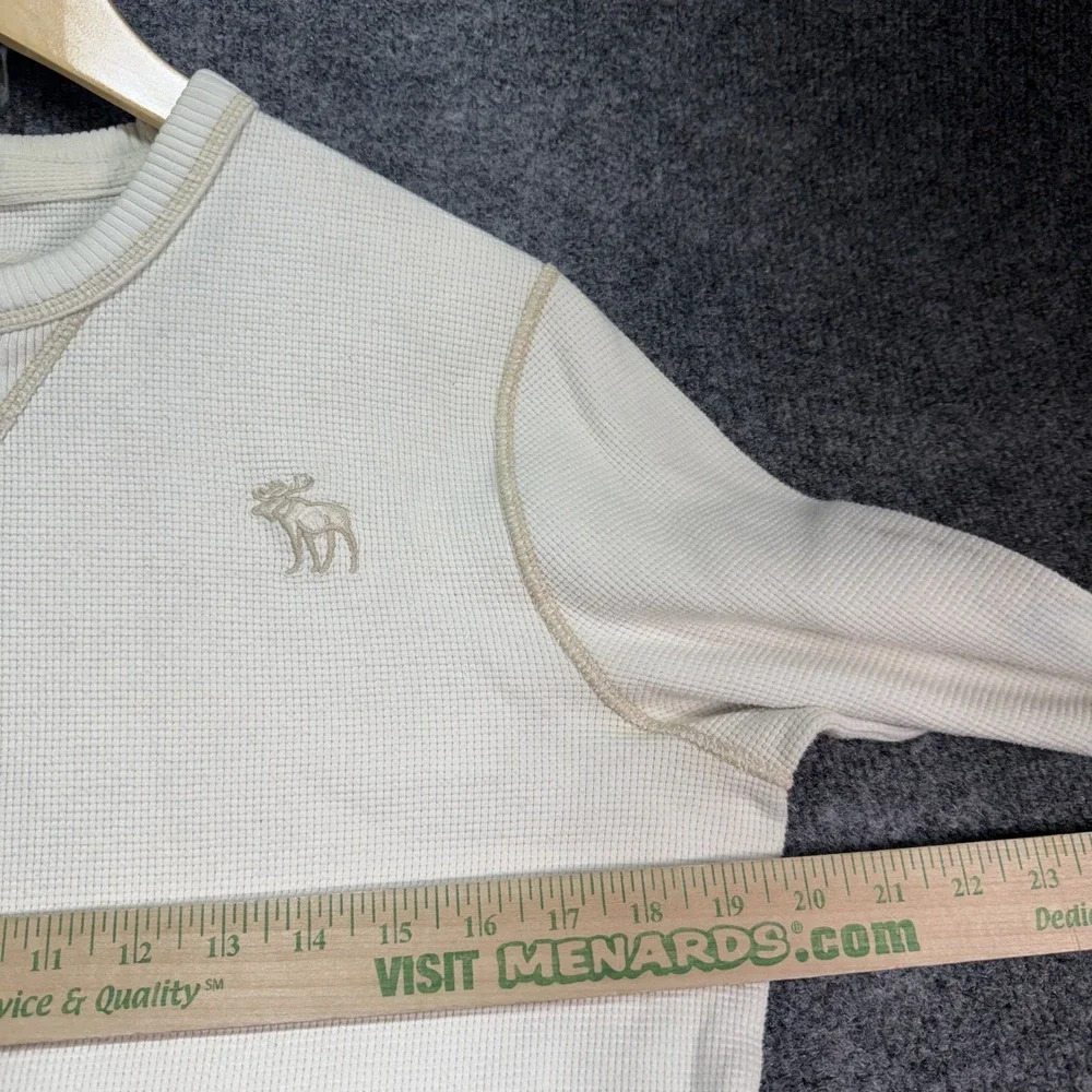 Abercrombie & Fitch Waffle Knit Thermal Sweater Mens Medium White Muscle VTG Y2K